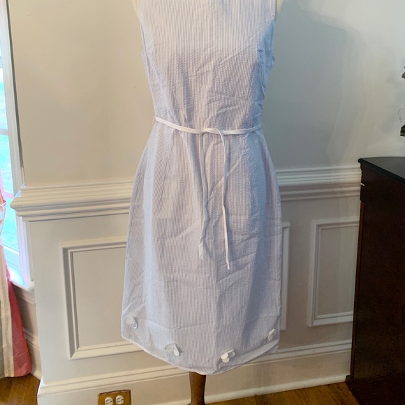 Searsucker Blue/White Size 8 Cotton Dress - Picture 6 of 6
